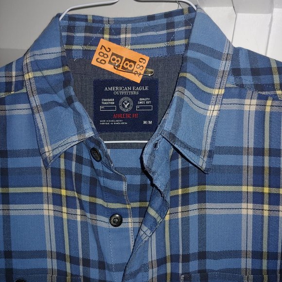 American Eagle Size Light blue/white checkered Very Soft Cotton Slim Medium Fit… - Picture 4 of 5